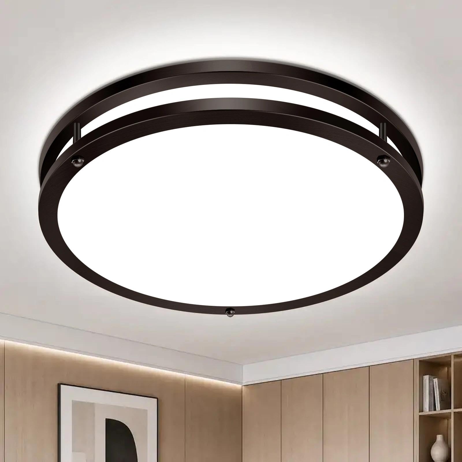 libtit 13-Inch Flush Mount Ceiling Lights, Dimmable 3000K-6500K Adjustable LED Ceiling Light, 24W Round Slim Light Fixture, Brushed Nickel for Kitchen, Bedroom, Bathroom, Hallway-ETL Listed
