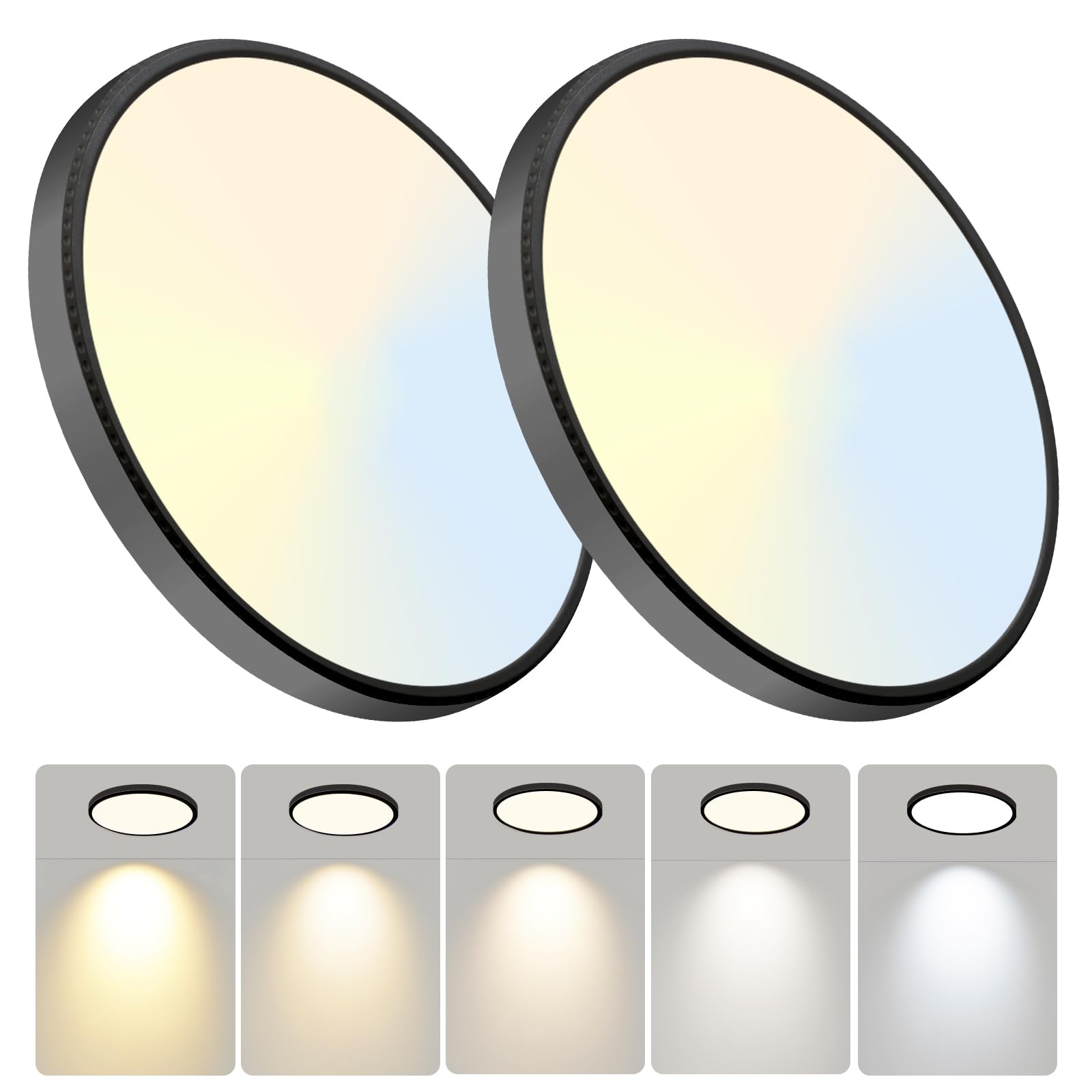 WKONCLDY 6PACK 3200lm LED Flush Mount Ceiling Light, Super Slim 12 inch LED Ceiling Light, 5000K Daylight LED Ceiling Light for Bedroom, Living Room, Dining Room, Garage and Office (White, Six Pack)