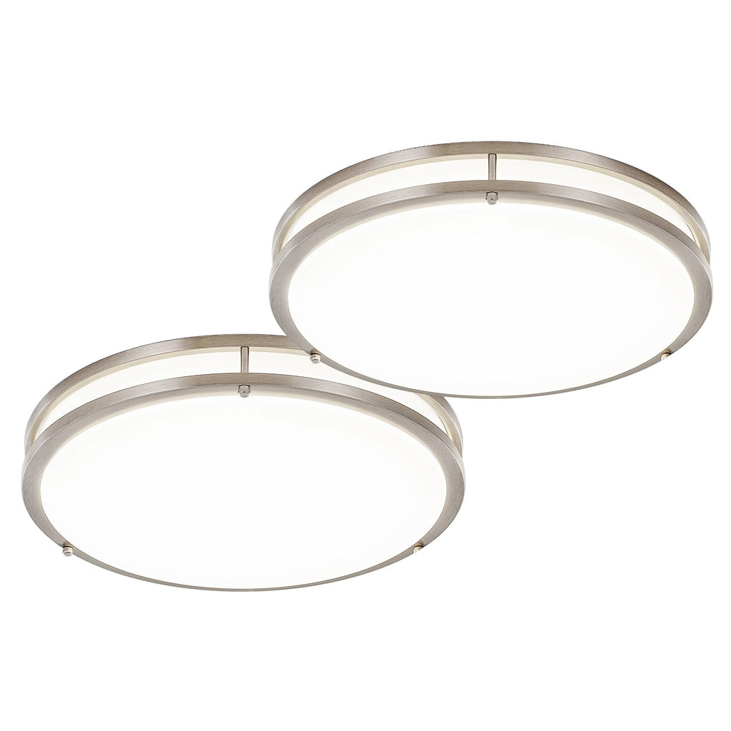 DLLT Flush Mount LED Ceiling Light: 13 Inch 5CCT (3000K-6000K) & Dimmable Ceiling Light Fixtures for Bedroom Hallway - 24W Modern Brushed Nickel Super Bright Kitchen Lighting Fixtures Ceiling