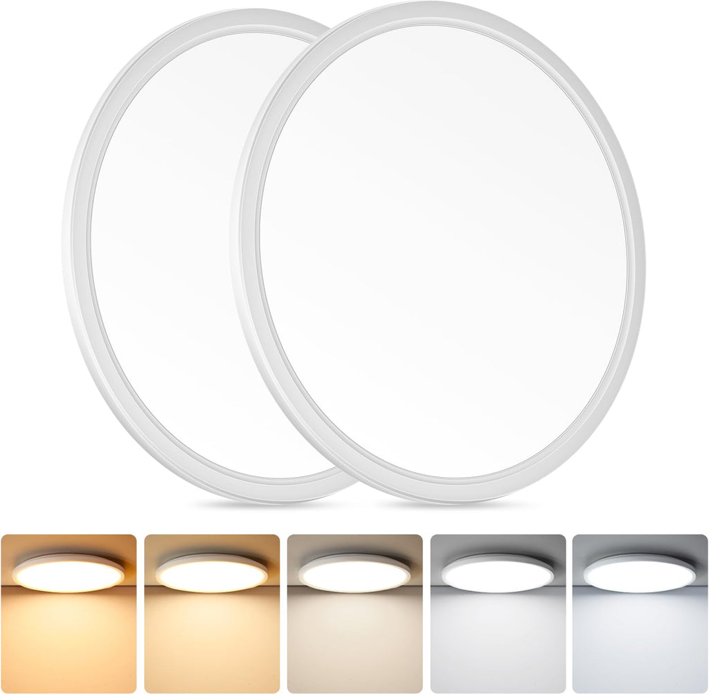 Brightever 4Pack LED Flush Mount Ceiling Light Fixture, 12 Inch 24W, Super Slim 0.67 Inch, 3200LM, Dimmable & 2700K-6500K 5 Color Selectable LED Ceiling Lights for Bedroom