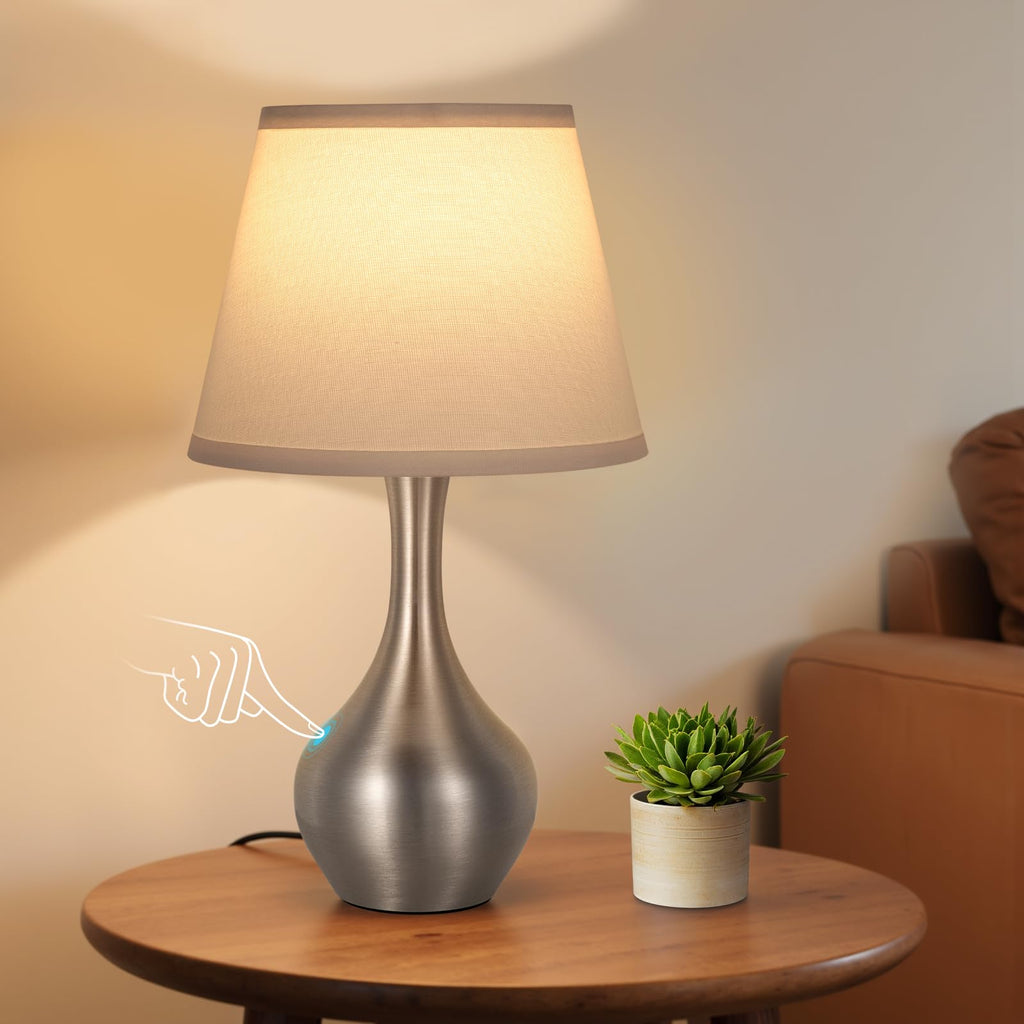 Seealle 16.1" Touch Table Lamps for Nightstand, 3-Way Dimmable Small Bedroom Lamps for Night Stands, Black Bedside Lamps for Living Room, Kids Room, End Table