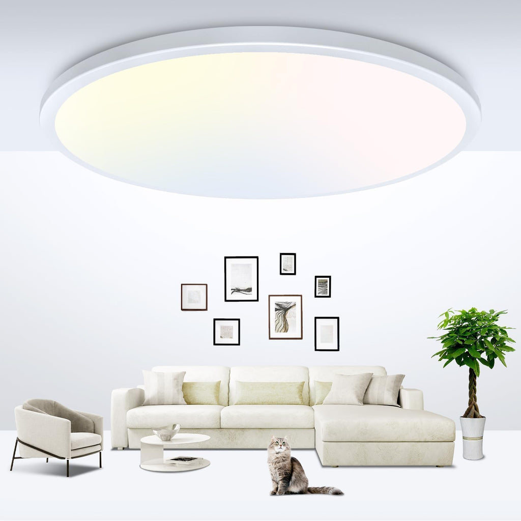 zemty 6Pack 12-Inch LED Flush Mount Ceiling Lights, 24W 3200Lumens 5 CCT Adjustable (3000K-6500K), Round Bright Light Fixture for Bedroom Kitchen Bathroom Hallway Closet(White)