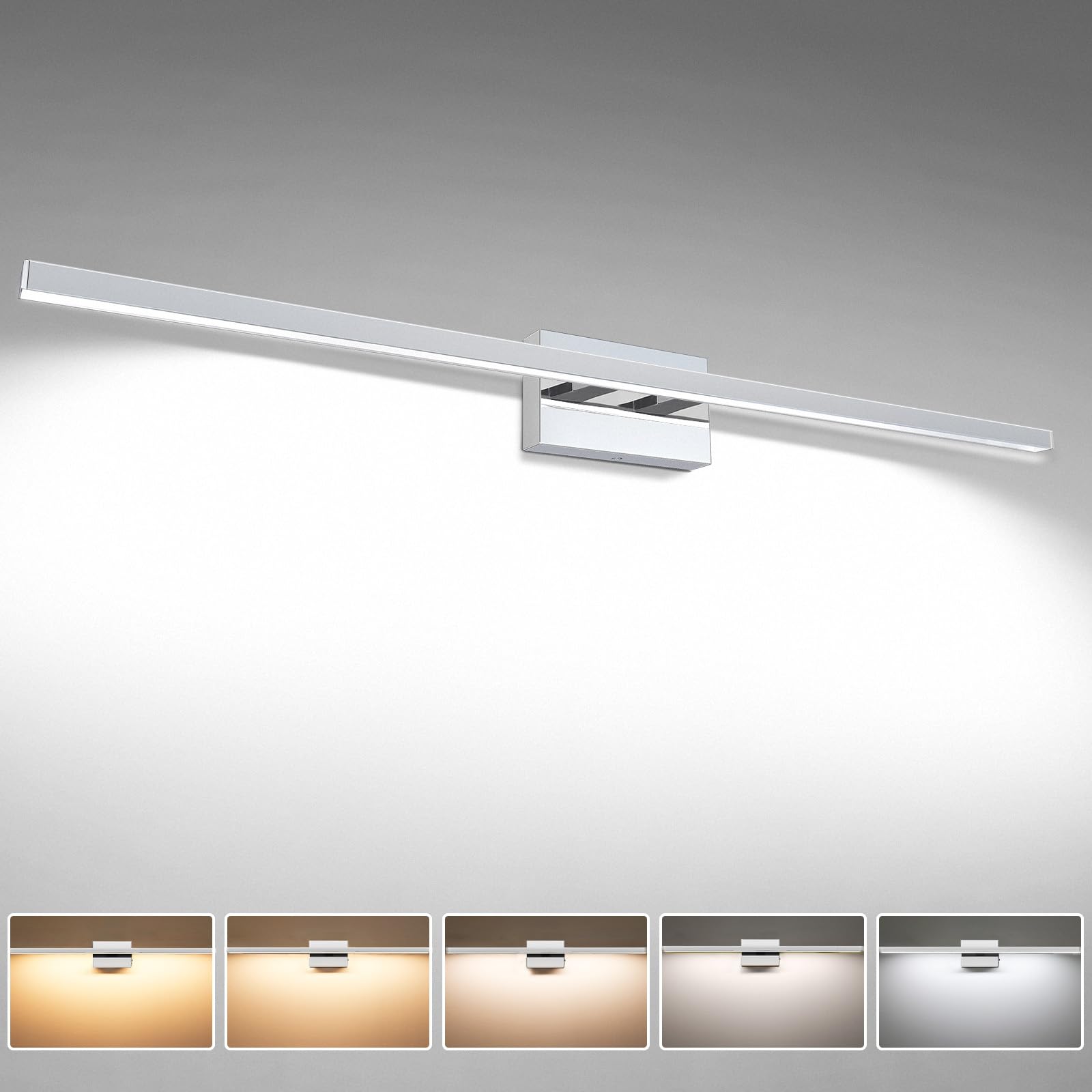 VOLISUN Modern Bathroom Vanity Light 23.6 inch, 14W Dimmable 5CCT Led Bathroom Light Fixture Over Mirror, Black Bar Vanity Light for Bathrooms Mirror Cabinets Bedroom-ETL Certificated