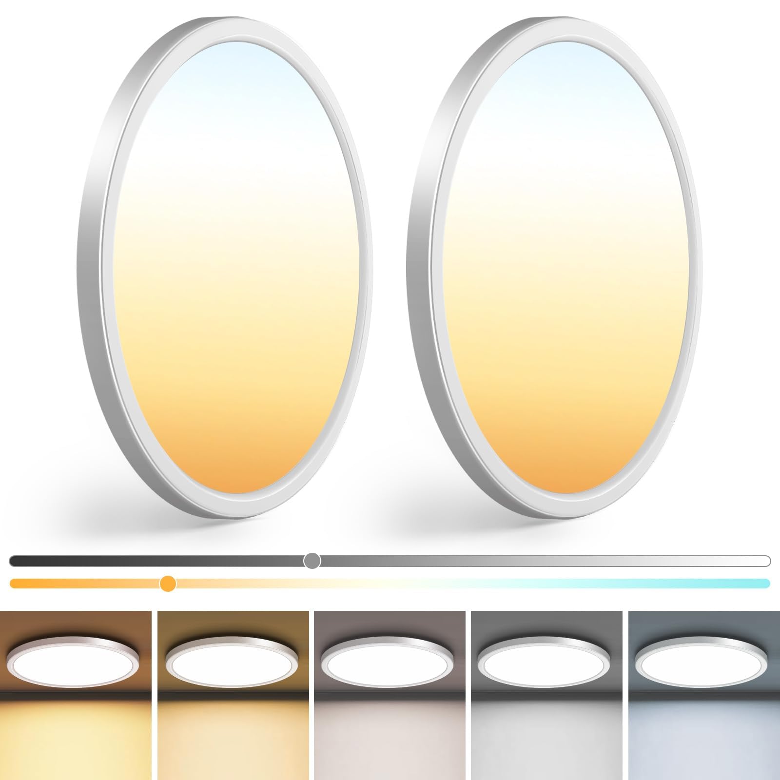 zemty 4Pack LED Flush Mount Ceiling Light, 12 Inch 24W Dimmable Round Ceiling Fixture, Black Low Profile Hardwired Ceiling Lamp for Bedroom, Kitchen, Hallway & Bathroom