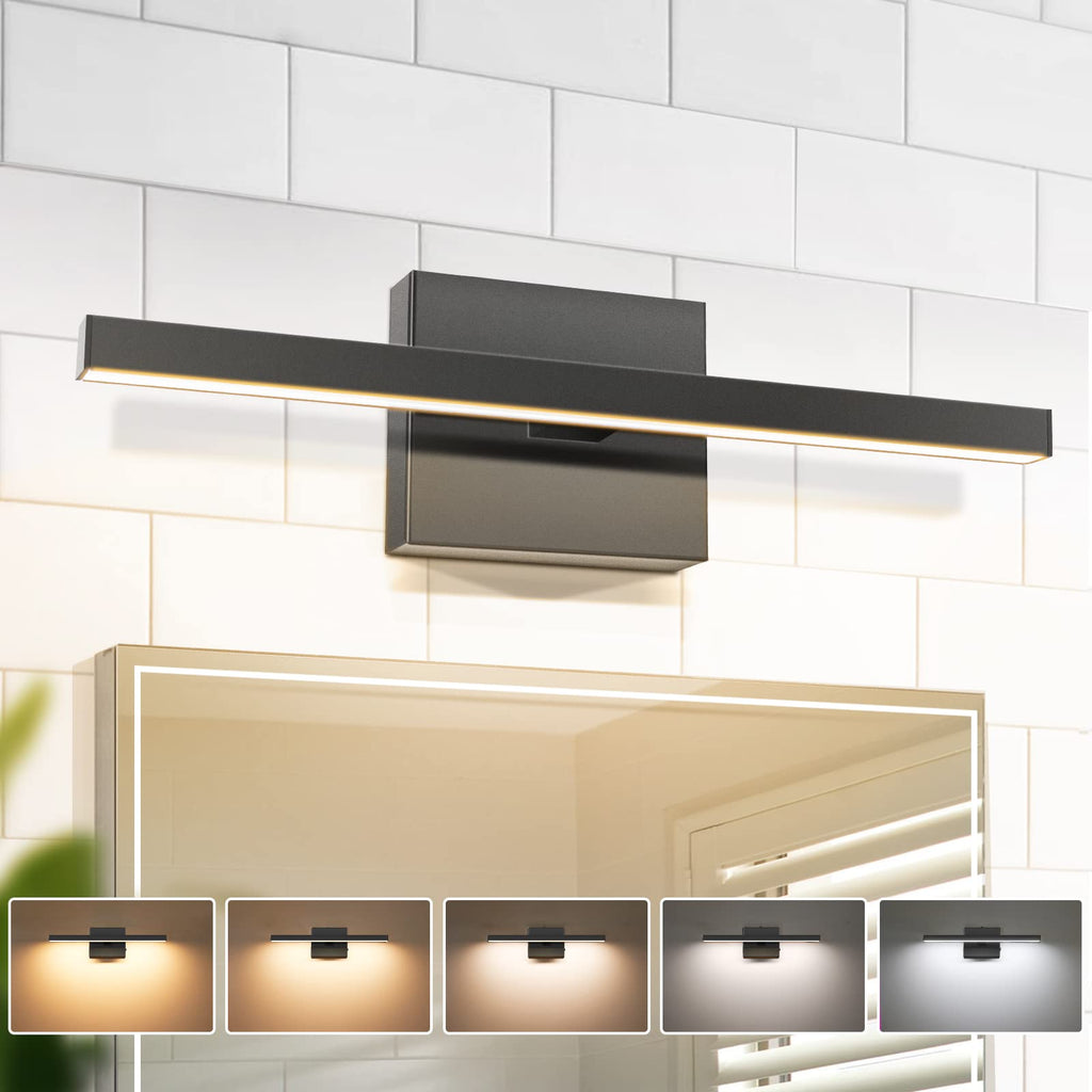 VOLISUN Modern Bathroom Vanity Light 23.6 inch, 14W Dimmable 5CCT Led Bathroom Light Fixture Over Mirror, Black Bar Vanity Light for Bathrooms Mirror Cabinets Bedroom-ETL Certificated