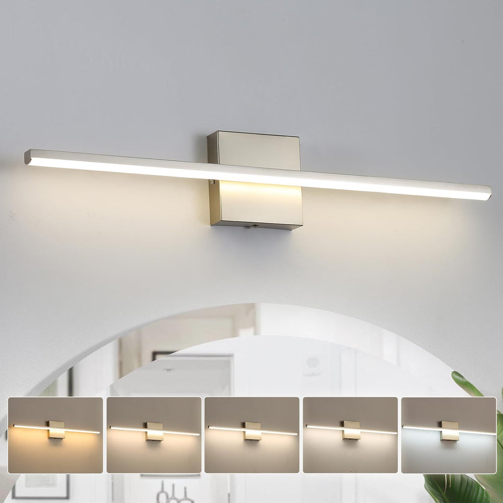 Brushed Gold Vanity Light 16 Inch Modern Bathroom Light Fixtures 14W Wall Vanity Lamp Over Mirror, Dimmable 5CCT LED Wall Sconce for Bedroom Cabinets UL Certificated