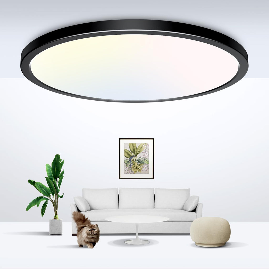 zemty 6Pack 12-Inch LED Flush Mount Ceiling Lights, 24W 3200Lumens 5 CCT Adjustable (3000K-6500K), Round Bright Light Fixture for Bedroom Kitchen Bathroom Hallway Closet(White)