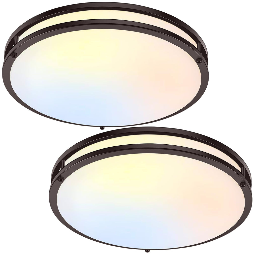 36W LED Ceiling Lights 3600lm Super Bright, Dimmable Flush Mount Light Fixtures 6500K/5000K/4000K/3000K/2700K Adjusted Modern Ceiling Lights 2PACK, 13 Inch Ceiling Lamps for Bedroom Kitchen, Nickle