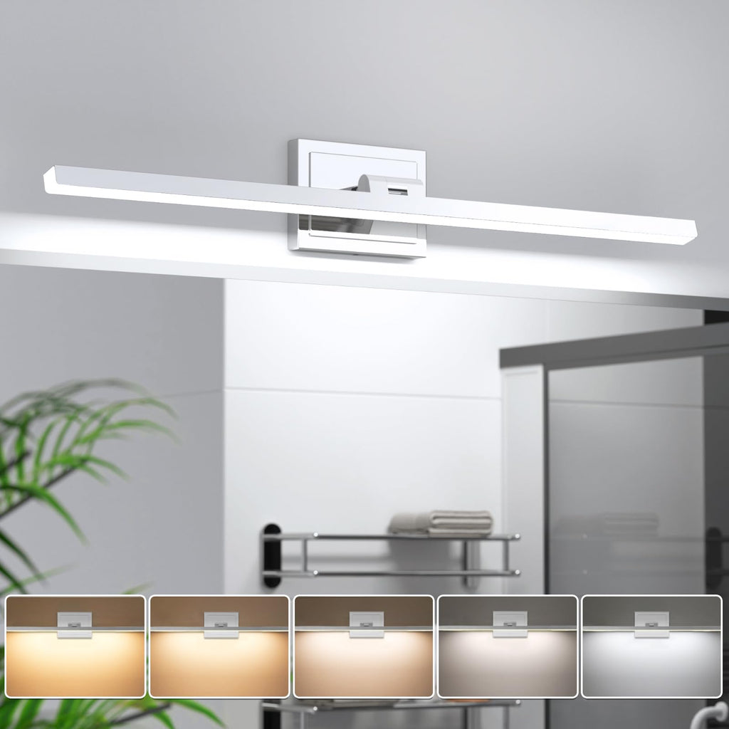VOLISUN Modern Bathroom Vanity Light 48 inch, Rotatable, 30W Dimmable 5CCT Led Bathroom Light Fixture Over Mirror, Black Bar Vanity Light for Bathroom Mirror Cabinets-ETL Certificated