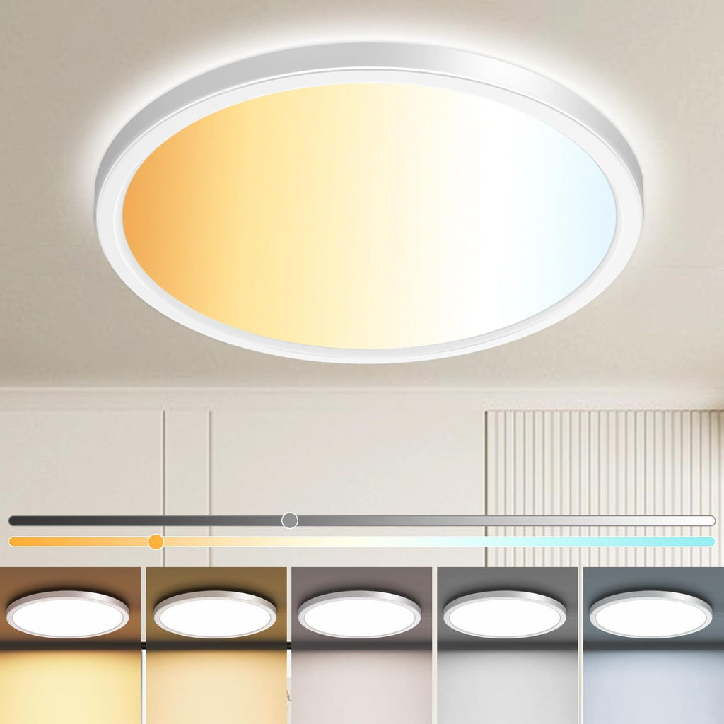 zemty 4Pack LED Flush Mount Ceiling Light, 12 Inch 24W Dimmable Round Ceiling Fixture, Black Low Profile Hardwired Ceiling Lamp for Bedroom, Kitchen, Hallway & Bathroom