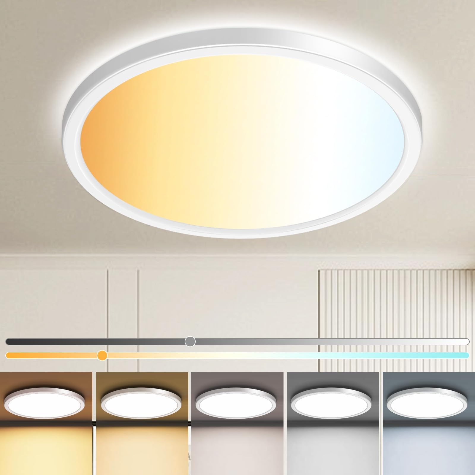 zemty 4Pack LED Flush Mount Ceiling Light, 12 Inch 24W Dimmable Round Ceiling Fixture, Black Low Profile Hardwired Ceiling Lamp for Bedroom, Kitchen, Hallway & Bathroom