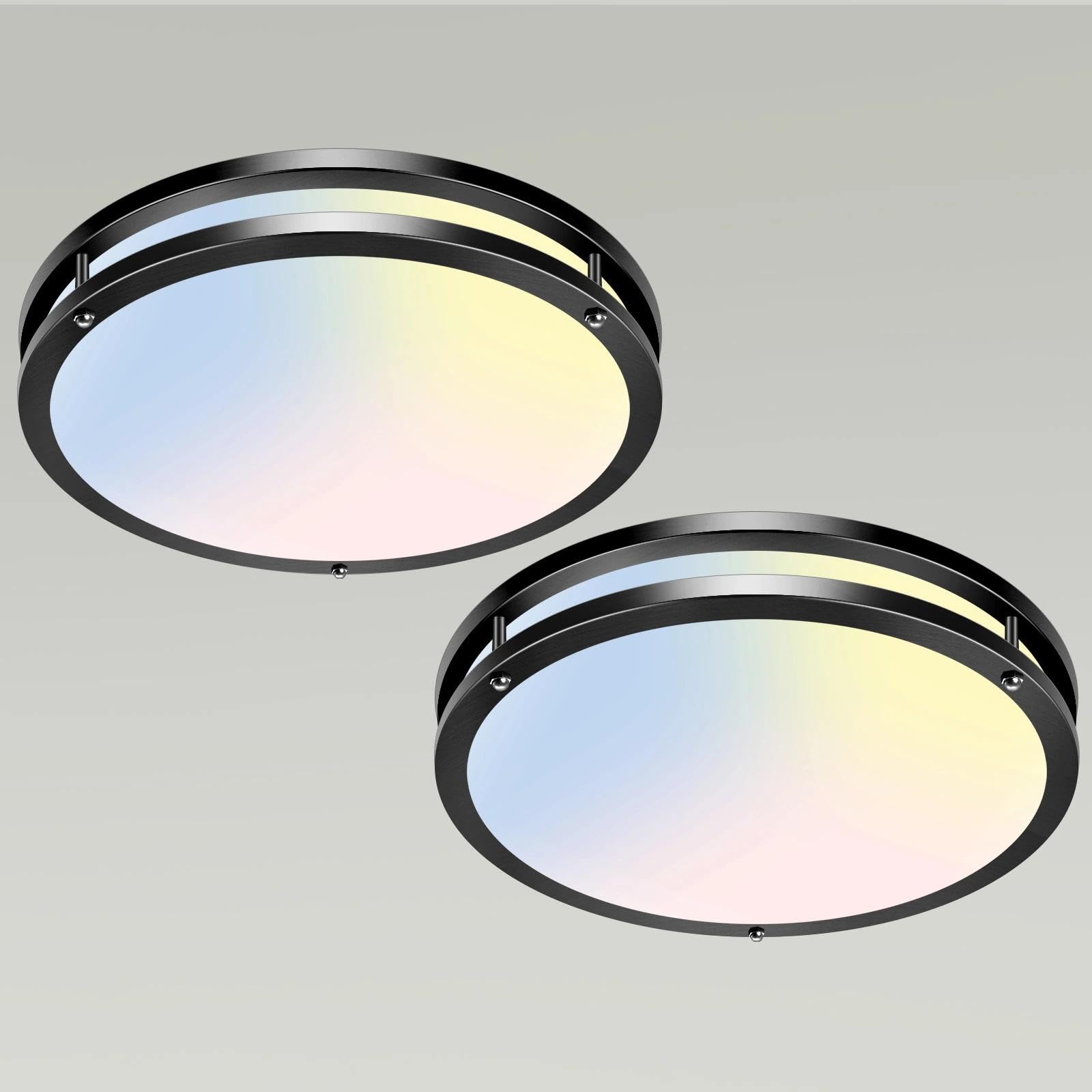 libtit 13-Inch Flush Mount Ceiling Lights, Dimmable 3000K-6500K Adjustable LED Ceiling Light, 24W Round Slim Light Fixture, Brushed Nickel for Kitchen, Bedroom, Bathroom, Hallway-ETL Listed