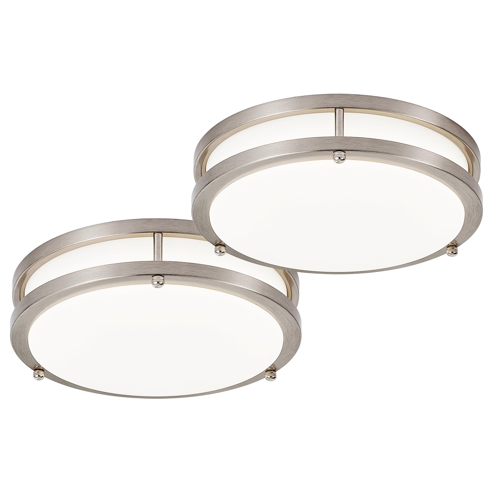 DLLT Flush Mount LED Ceiling Light: 13 Inch 5CCT (3000K-6000K) & Dimmable Ceiling Light Fixtures for Bedroom Hallway - 24W Modern Brushed Nickel Super Bright Kitchen Lighting Fixtures Ceiling
