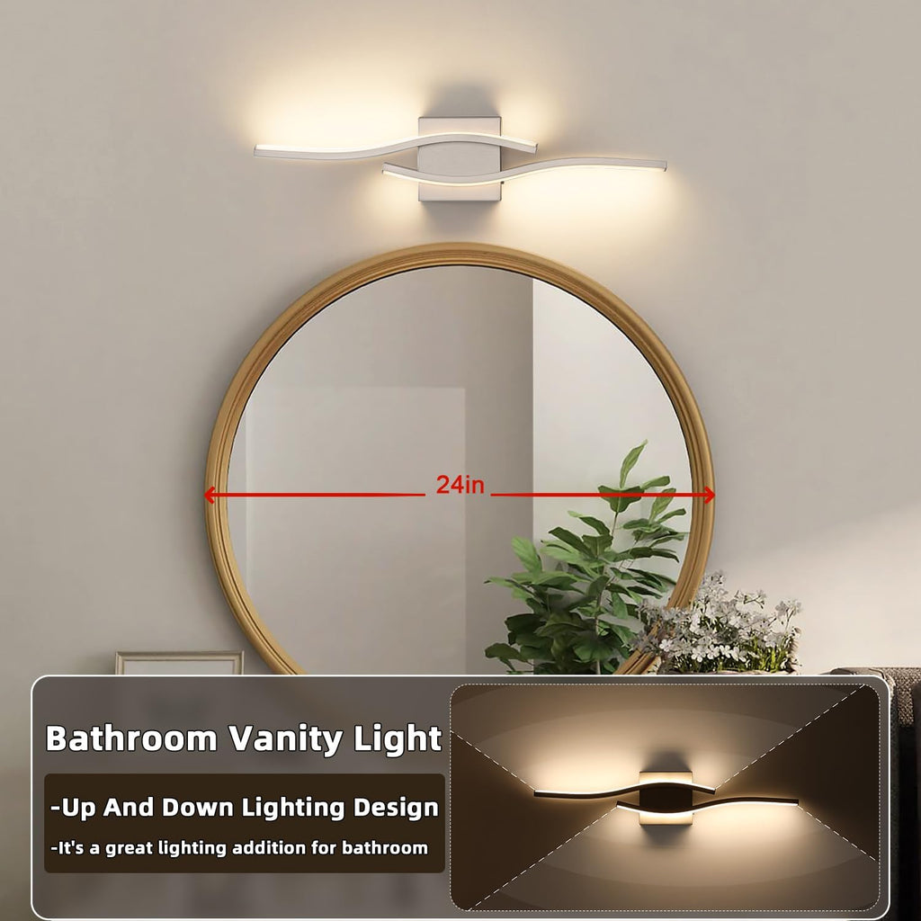 Joossnwell Brushed Nickel Bathroom Vanity Lights Fixtures Over Mirror 5CCT Dimmable Bathroom Light Fixture Modern Vanity Lighting Bar Led Bath Vanity Light 23 Inch Wall Lamp