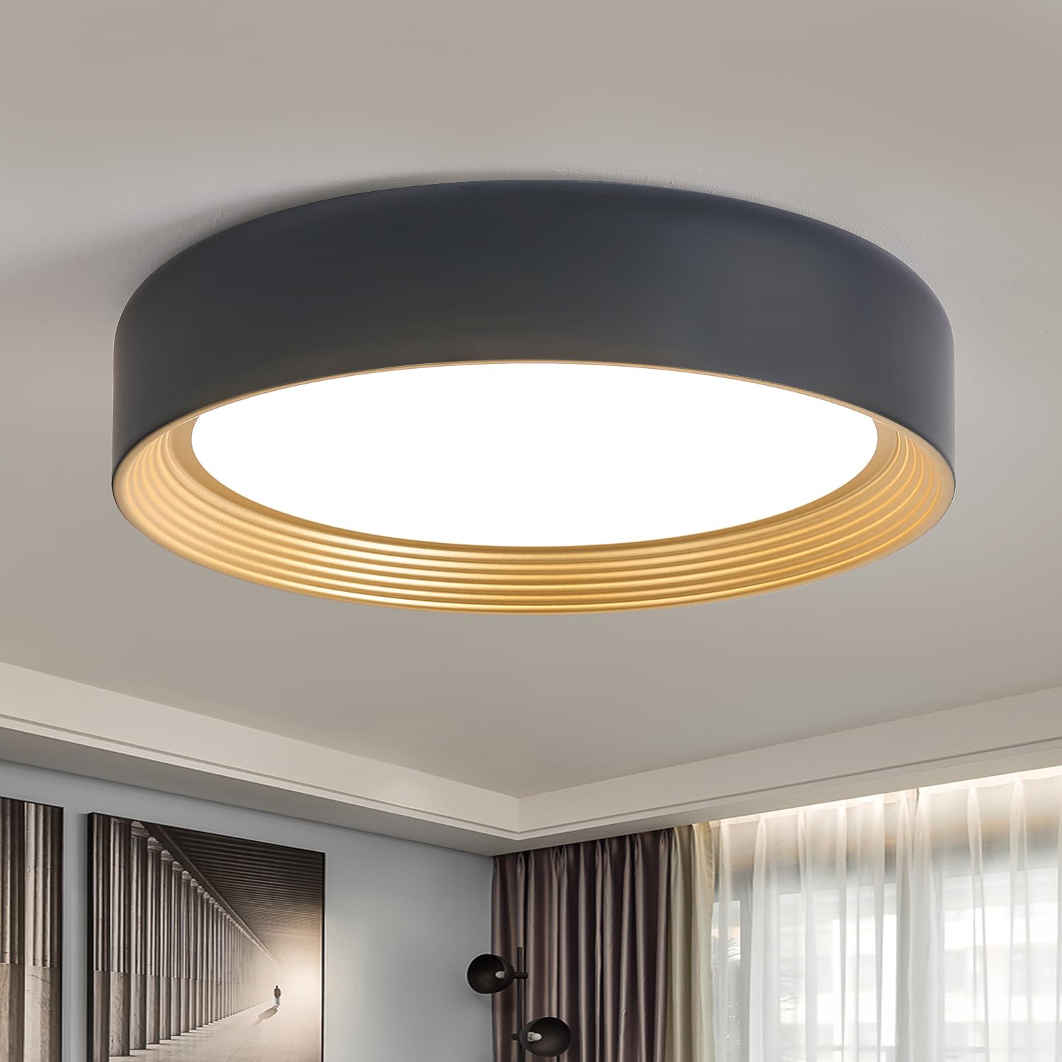 Dimmable Flush Mount Ceiling Light White,24W LED Ceiling Light Fixture,3000K-6500K 5CCT Round 11.81 in Modern Lighting Fixtures for Laundry Room Hallway Kitchen