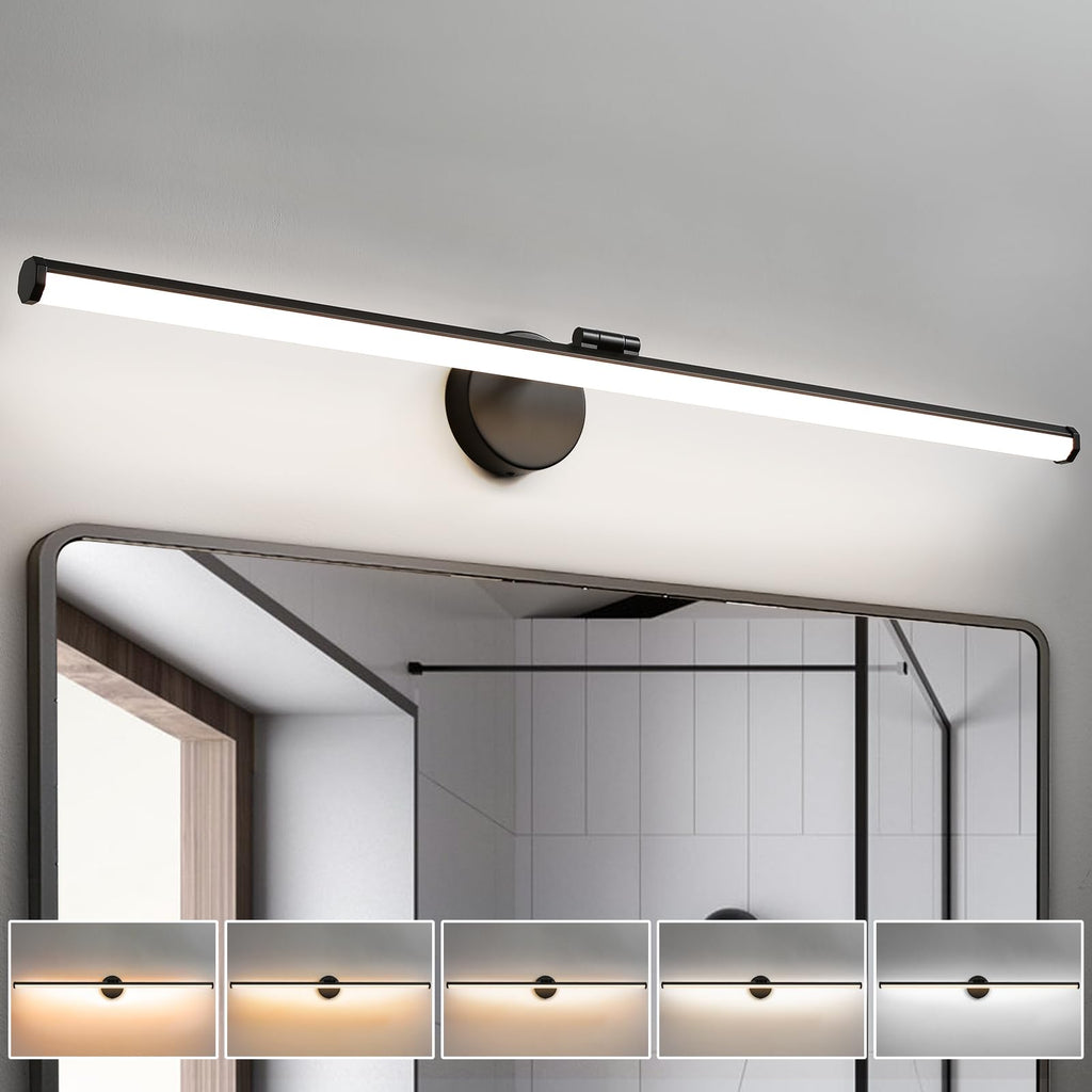 KAISITE Bathroom Lighting Fixture Over Mirror - 30 Inch Gold Vanity Light 24W 5CCT Dimmable Modern LED Vanity Light Fixture Rotatable Bath Vanity Light Bar for Bathroom