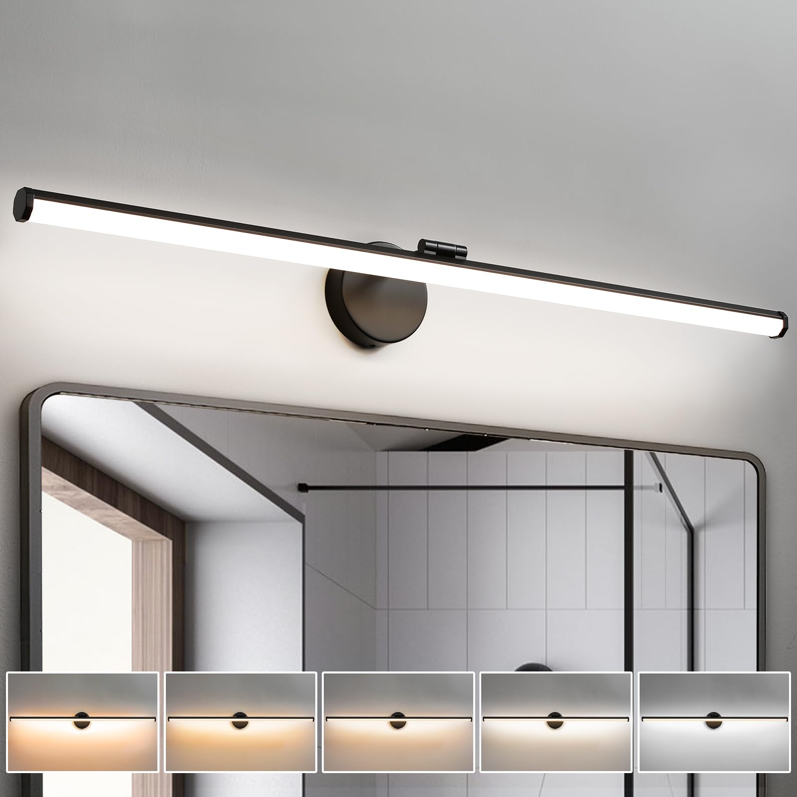 KAISITE Bathroom Lighting Fixture Over Mirror - 30 Inch Gold Vanity Light 24W 5CCT Dimmable Modern LED Vanity Light Fixture Rotatable Bath Vanity Light Bar for Bathroom