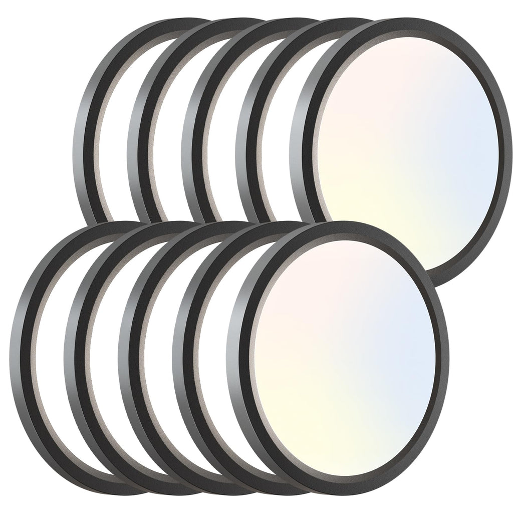 zemty 6Pack 12-Inch LED Flush Mount Ceiling Lights, 24W 3200Lumens 5 CCT Adjustable (3000K-6500K), Round Bright Light Fixture for Bedroom Kitchen Bathroom Hallway Closet(White)