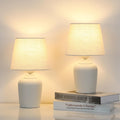 Sucolite Small 11.8" Table Lamps Set of 2, Bedside Nightstand Lamps for Bedroom Kid’s Room, Cute Desk Lamps with Studded Texture Base for Reading Nursery Living Room Office, White