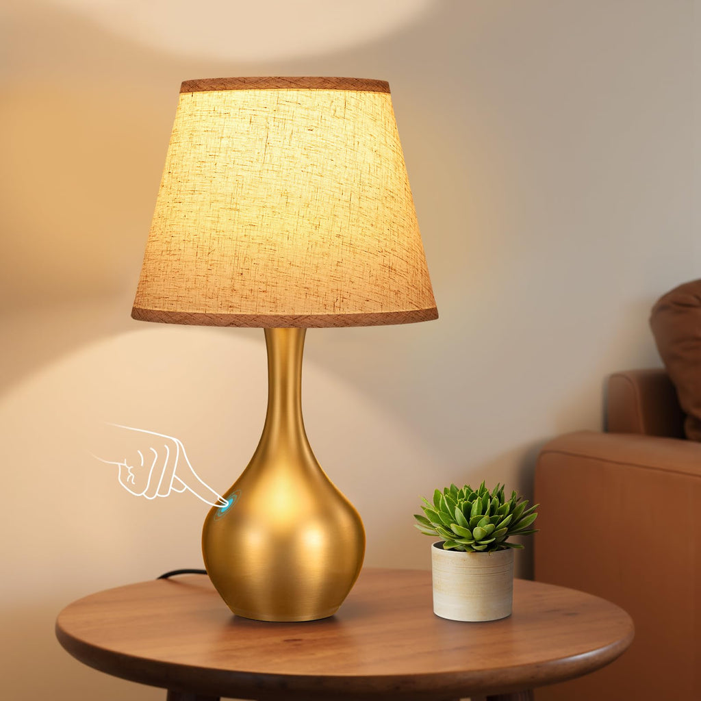 Seealle 16.1" Touch Table Lamps for Nightstand, 3-Way Dimmable Small Bedroom Lamps for Night Stands, Black Bedside Lamps for Living Room, Kids Room, End Table