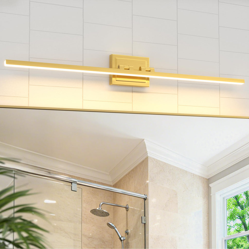 VOLISUN Modern Bathroom Vanity Light 48 inch, Rotatable, 30W Dimmable 5CCT Led Bathroom Light Fixture Over Mirror, Black Bar Vanity Light for Bathroom Mirror Cabinets-ETL Certificated