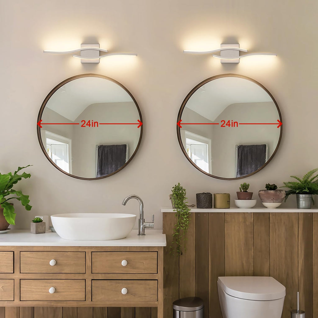 Joossnwell Brushed Nickel Bathroom Vanity Lights Fixtures Over Mirror 5CCT Dimmable Bathroom Light Fixture Modern Vanity Lighting Bar Led Bath Vanity Light 23 Inch Wall Lamp