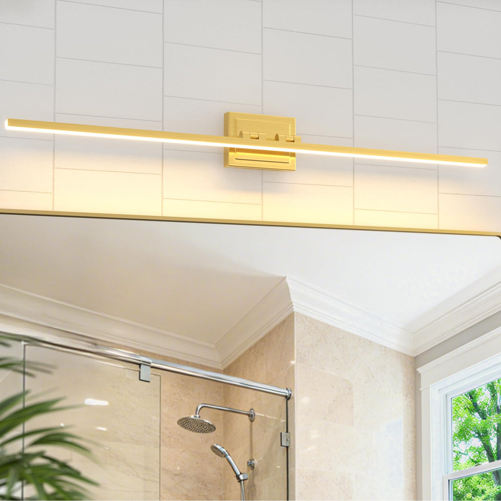 VOLISUN Modern Bathroom Vanity Light 48 inch, Rotatable, 30W Dimmable 5CCT Led Bathroom Light Fixture Over Mirror, Black Bar Vanity Light for Bathroom Mirror Cabinets-ETL Certificated