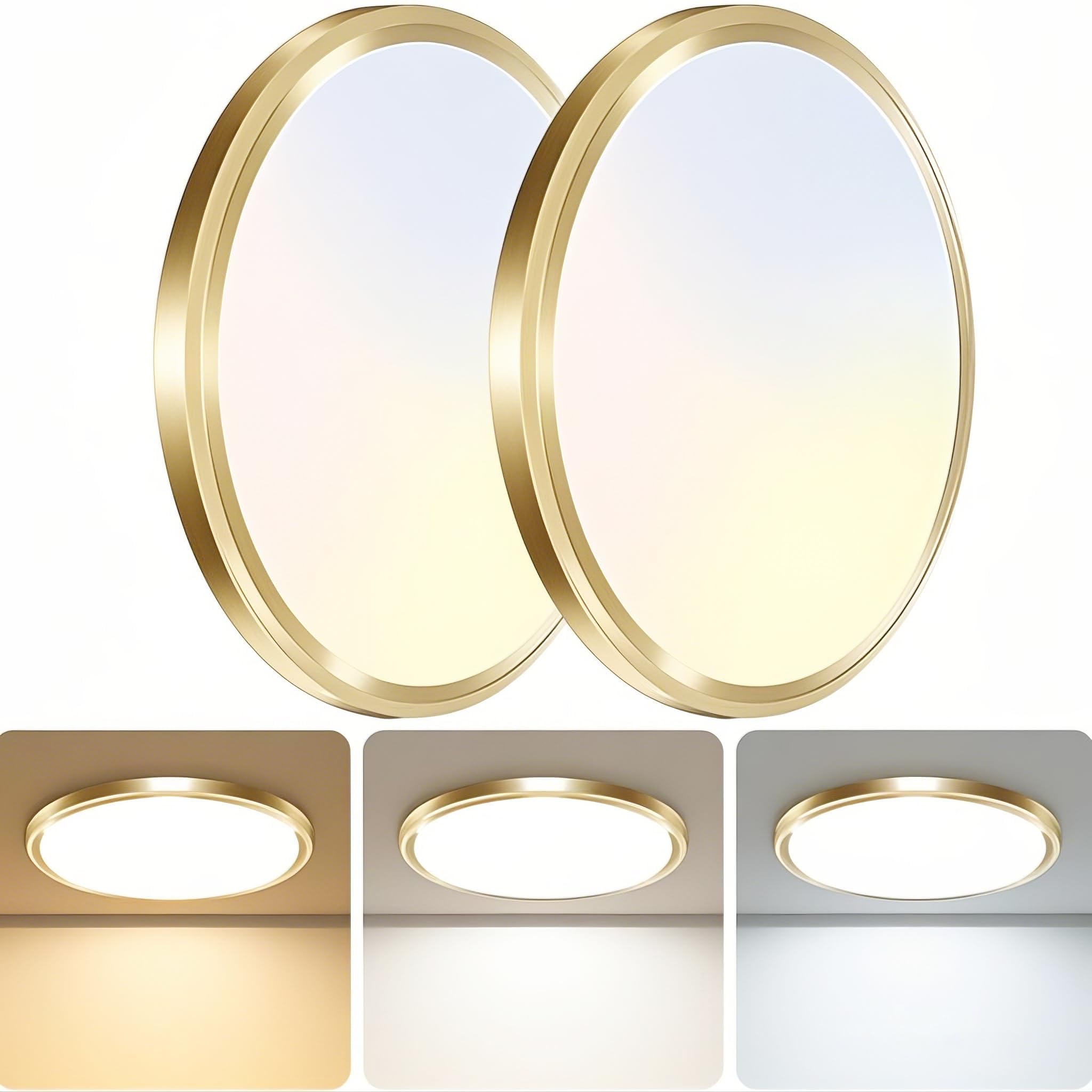 zemty 6Pack 12-Inch LED Flush Mount Ceiling Lights, 24W 3200Lumens 5 CCT Adjustable (3000K-6500K), Round Bright Light Fixture for Bedroom Kitchen Bathroom Hallway Closet(White)