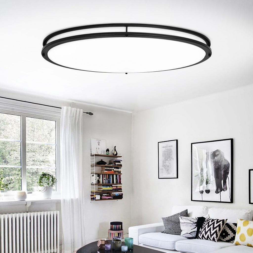 DLLT Flush Mount LED Ceiling Light: 13 Inch 5CCT (3000K-6000K) & Dimmable Ceiling Light Fixtures for Bedroom Hallway - 24W Modern Brushed Nickel Super Bright Kitchen Lighting Fixtures Ceiling