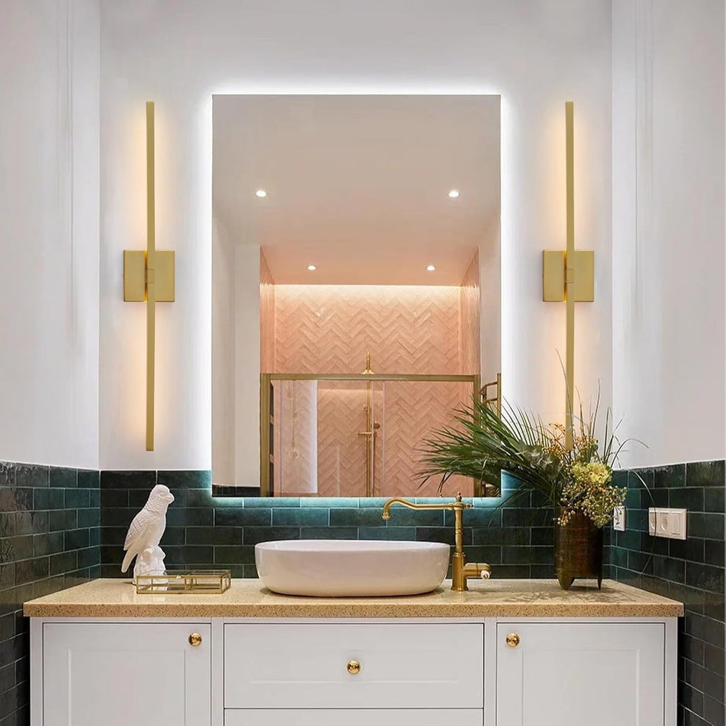 Gold Bathroom Vanity Light Fixtures - 30 inch Rotatable Modern 5CCT LED Vanity Lights for Bathroom Lighting Fixture Over Mirror Dimmable Bathroom Wall Sconce