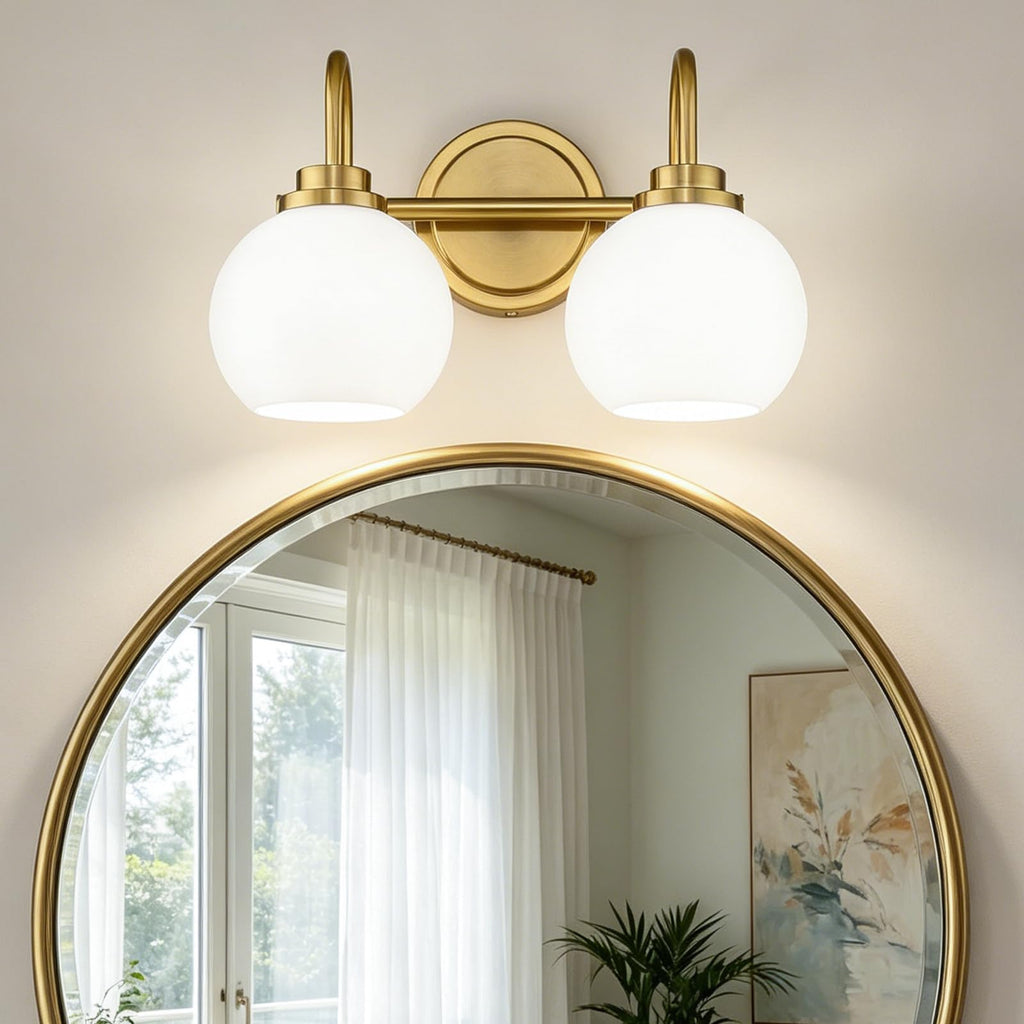 3-Light Black Bathroom Vanity Light with Milky White Glass Globe Shade, Modern Wall Sconce for Mirror Bedroom