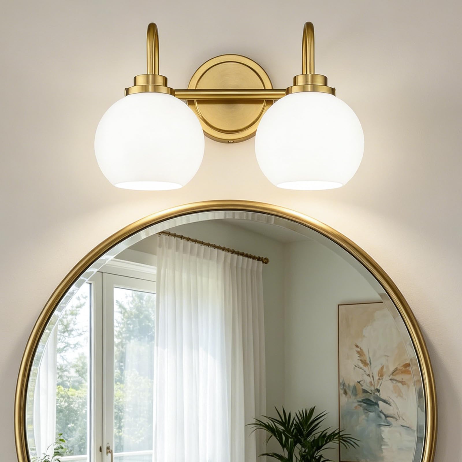 3-Light Black Bathroom Vanity Light with Milky White Glass Globe Shade, Modern Wall Sconce for Mirror Bedroom