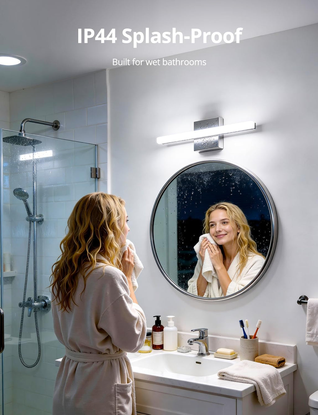Combuh Modern Bathroom Light Fixtures Over Mirror Vanity Lighting Gentle, 16 Inch 9W Led Chrome Small Restroom Wall Lamps Bar for Bathroom Linear Modernas Lámparas Luces para Baño Cool White 6000K