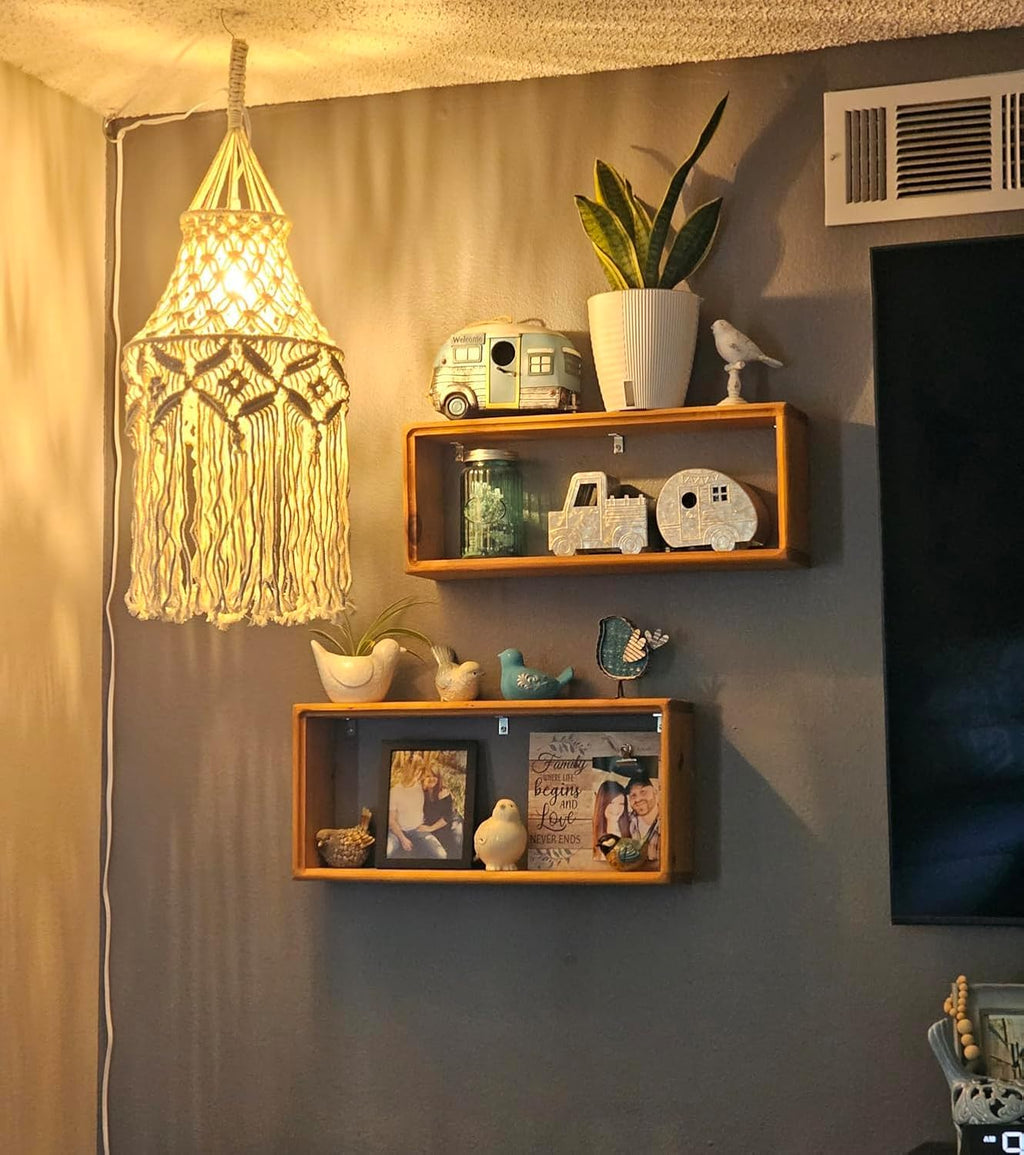 Boho Plug in Pendant Light Macrame Lamp Shade, Hanging Lamp with Plug in Cord,On/Off Switch,Bohemian Hanging Light Fixtures That Plug Into Wall Outlet for Bedroom Decor Living Room