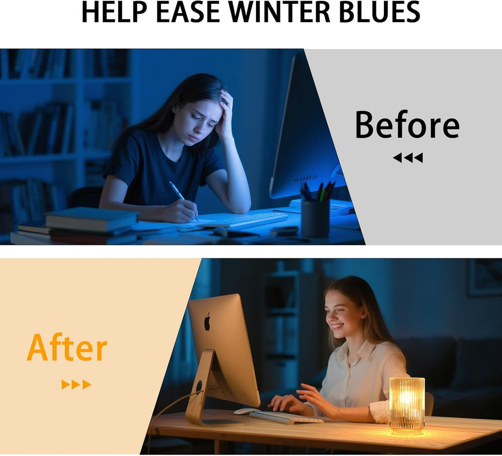 Amber Glass Battery Operated Cordless Table Lamp with Timer, Warm LED Bedside Lamp for Bedroom Bathroom