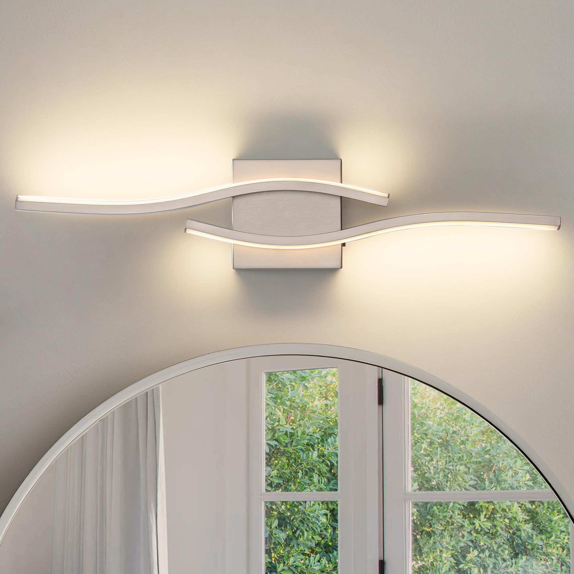 Joossnwell Brushed Nickel Bathroom Vanity Lights Fixtures Over Mirror 5CCT Dimmable Bathroom Light Fixture Modern Vanity Lighting Bar Led Bath Vanity Light 23 Inch Wall Lamp