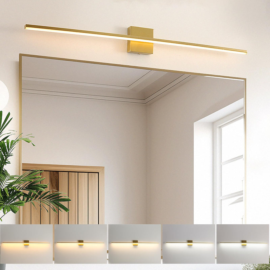 Brushed Gold Vanity Light 16 Inch Modern Bathroom Light Fixtures 14W Wall Vanity Lamp Over Mirror, Dimmable 5CCT LED Wall Sconce for Bedroom Cabinets UL Certificated