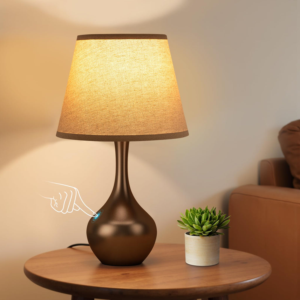 Seealle 16.1" Touch Table Lamps for Nightstand, 3-Way Dimmable Small Bedroom Lamps for Night Stands, Black Bedside Lamps for Living Room, Kids Room, End Table