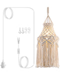 Boho Plug in Pendant Light Macrame Lamp Shade, Hanging Lamp with Plug in Cord,On/Off Switch,Bohemian Hanging Light Fixtures That Plug Into Wall Outlet for Bedroom Decor Living Room
