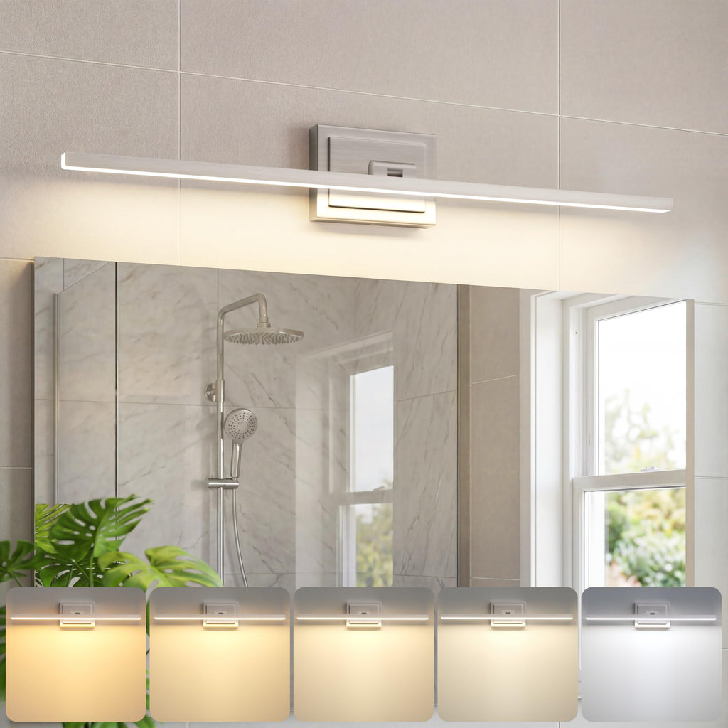 VOLISUN Modern Bathroom Vanity Light 48 inch, Rotatable, 30W Dimmable 5CCT Led Bathroom Light Fixture Over Mirror, Black Bar Vanity Light for Bathroom Mirror Cabinets-ETL Certificated