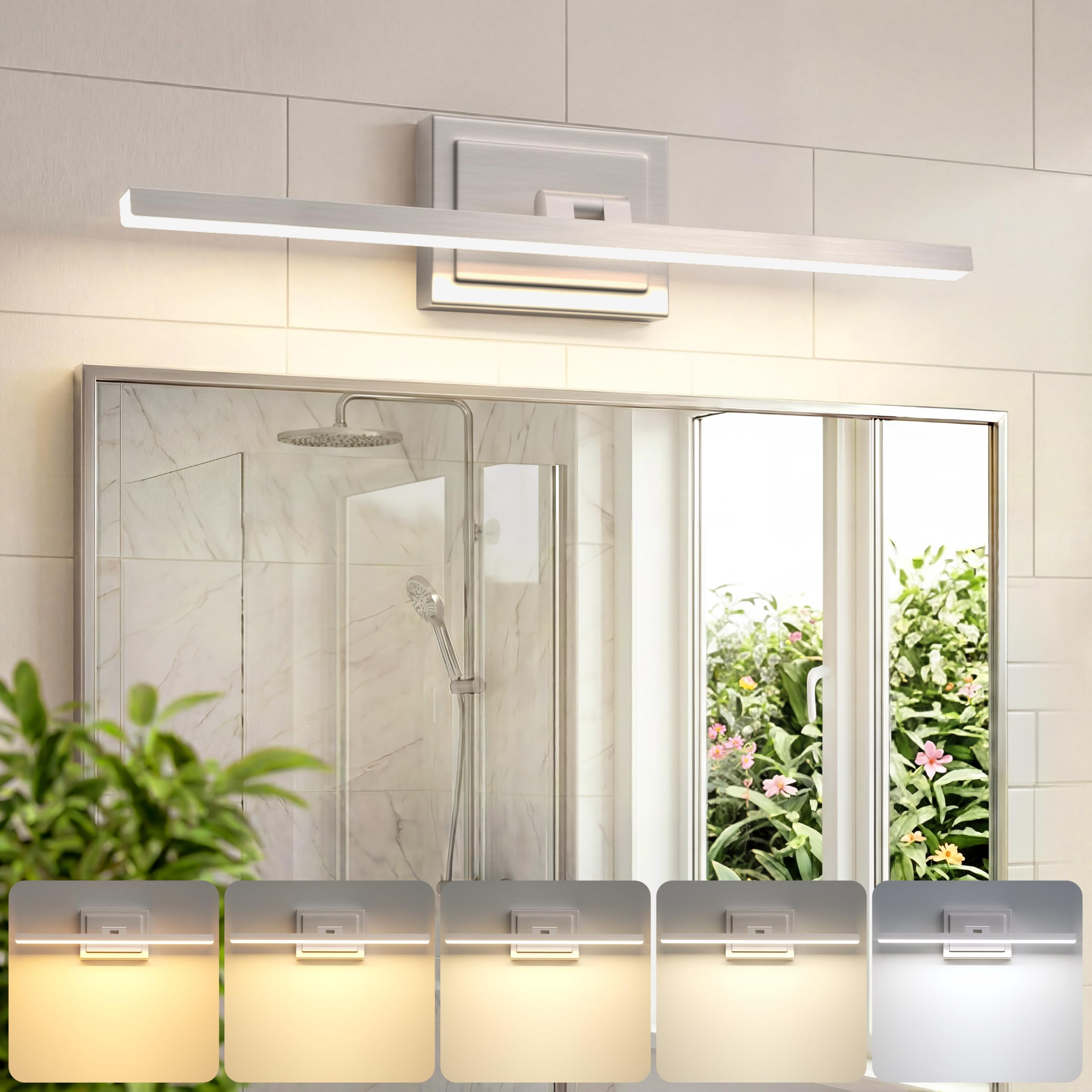 VOLISUN Modern Bathroom Vanity Light 48 inch, Rotatable, 30W Dimmable 5CCT Led Bathroom Light Fixture Over Mirror, Black Bar Vanity Light for Bathroom Mirror Cabinets-ETL Certificated